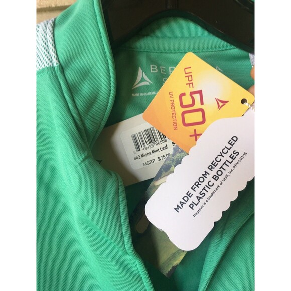 Bermuda Sands womens Polo Shirt Top size Small Mint Green V Neck Knit $75 - Picture 6 of 8